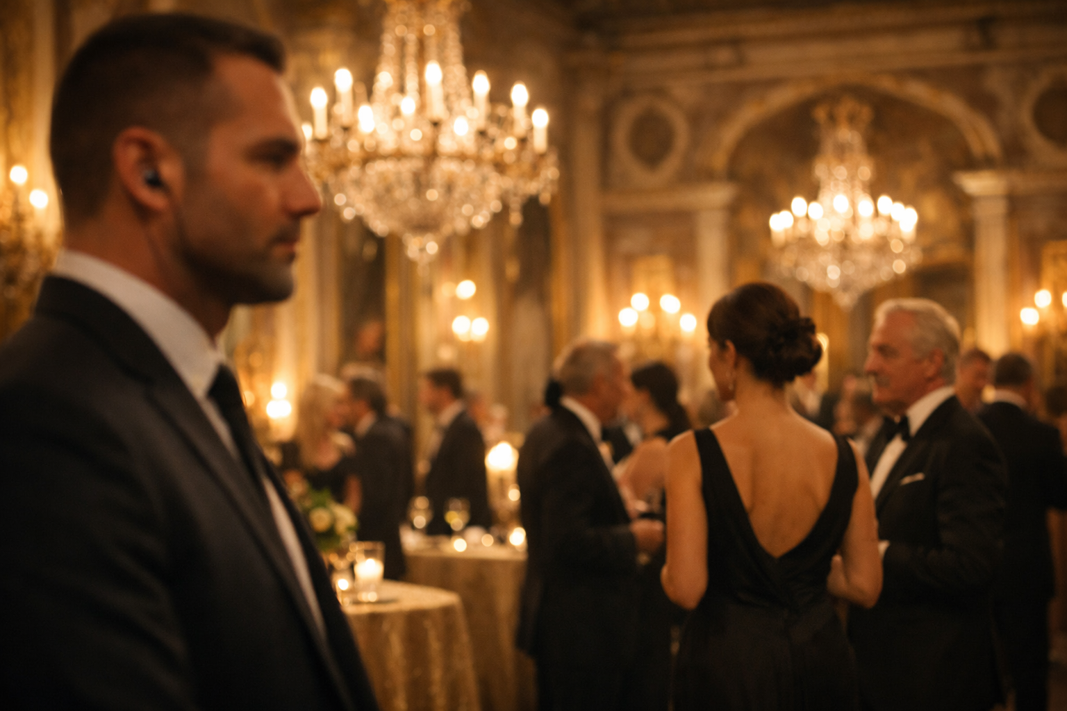 Security Rome close protection operative at exclusive event in Rome